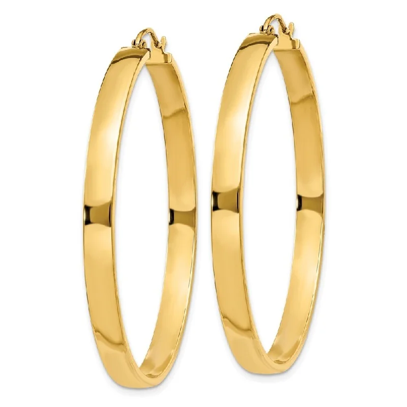 Phantom set earrings-Diamond2Deal 14K Yellow Gold Polished Hoop Earrings (L- 45 mm, W- 4 mm)