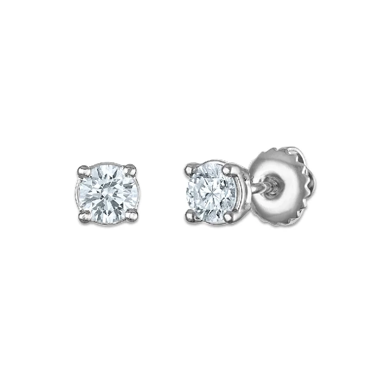 Denim weave earrings-EcoLove 1/2 CTW Lab Grown Diamond Stud Earrings in 10KT White Gold