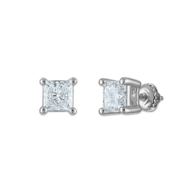 Sisal wrap earrings-EcoLove 2 CTW Lab Grown Diamond Stud Earrings in 10KT White Gold