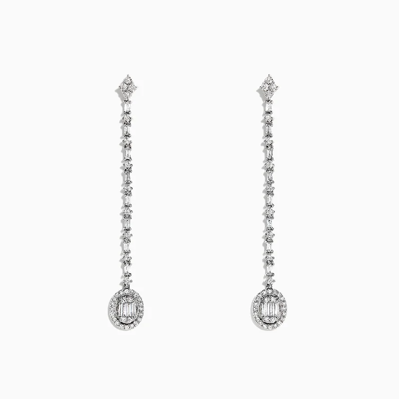 Quartzite shard earrings-Classique 14K White Gold Diamond Drop Earrings, 0.72 TCW