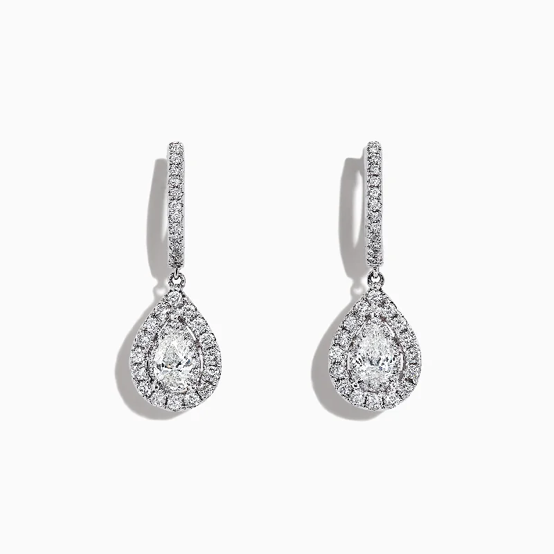 Nordic braid earrings-Pave Classica 14K Gold Diamond Pear Shaped Drop Earrings, 0.77 TCW