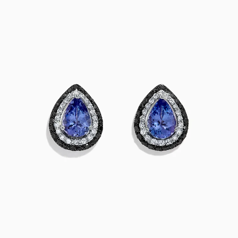 Octagonal gem earrings-Nahla Siri 14K Gold Tanzanite and Diamond Earrings, 1.54 TCW