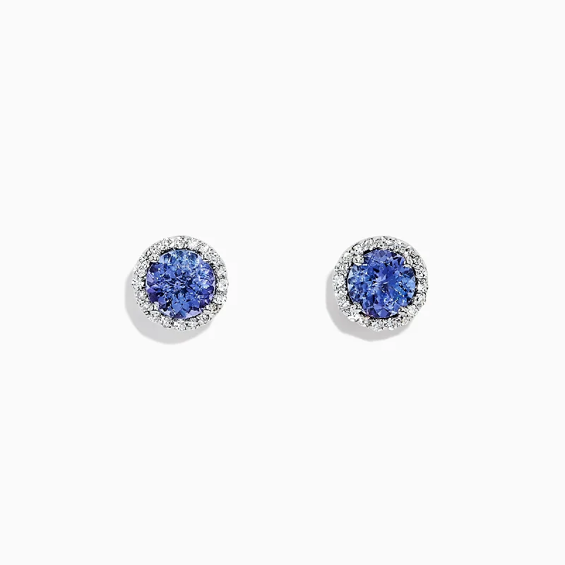 Luster druzy earrings-Nahla Siri 14K White Gold Tanzanite and Diamond Stud Earrings, 1.91 TCW