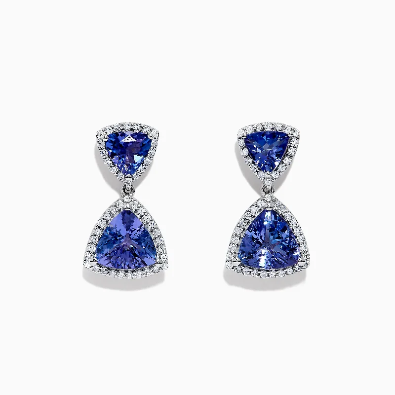 Aspen bark earrings-Nahla Siri 14K White Gold Tanzanite & Diamond Earrings, 3.97 TCW