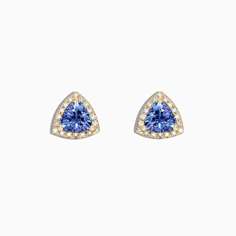 Knit stripe earrings-Nahla Siri 14K Yellow Gold Tanzanite and Diamond Stud Earrings, 1.19 TCW