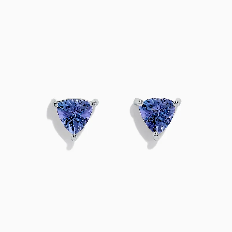 Spiral vine earrings-Nahla Siri Sterling Silver Tanzanite Stud Earrings, 1.52 TCW