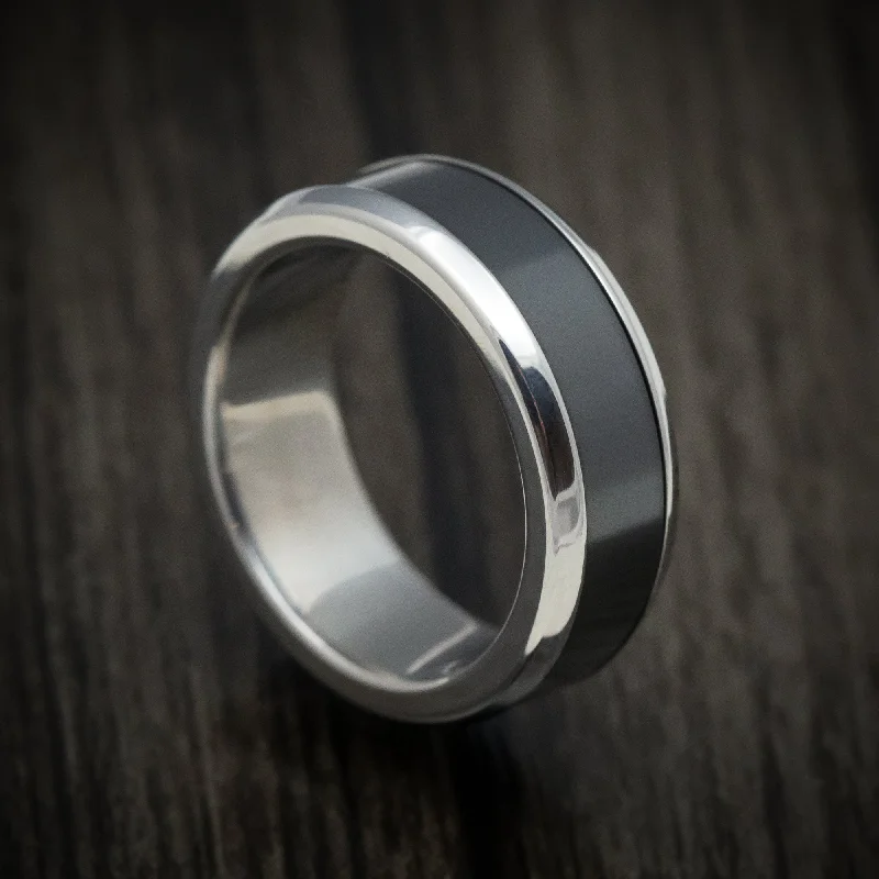 Slotted design ring-Elysium Black Diamond and Titanium Men's Ring or Wedding Band