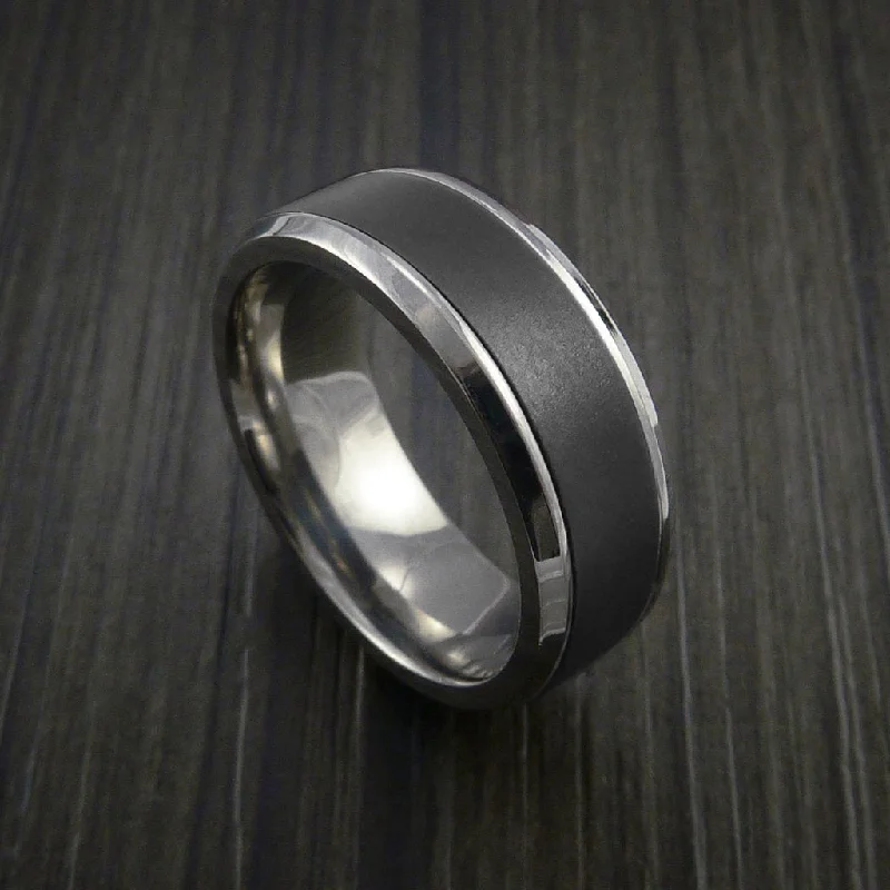 Chia seed ring-Elysium Black Diamond and Titanium Men's Ring or Wedding Band