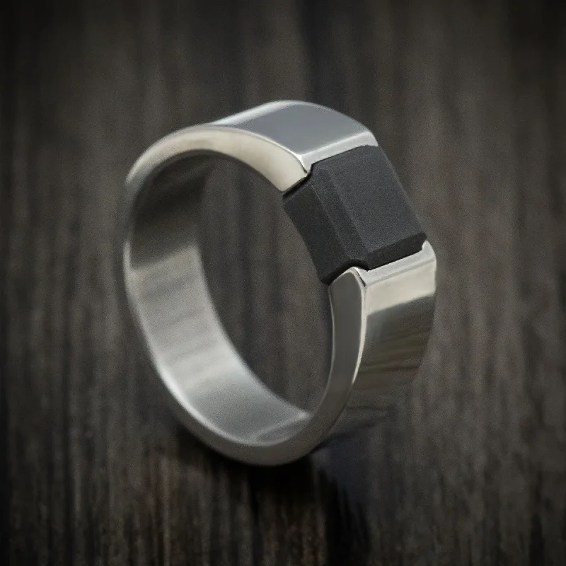 Prairie grass ring-Elysium Black Diamond and Titanium Tension Men's Ring or Wedding Band