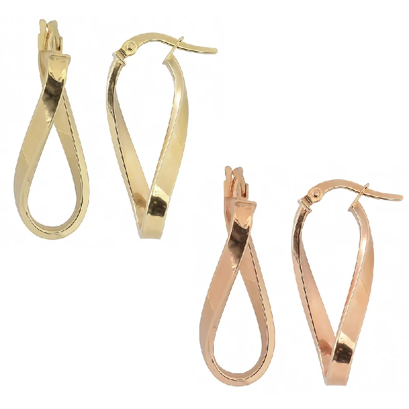 Welded edge earrings-Fremada 10k Gold Polished Finish Twist Oval Hoop Earrings