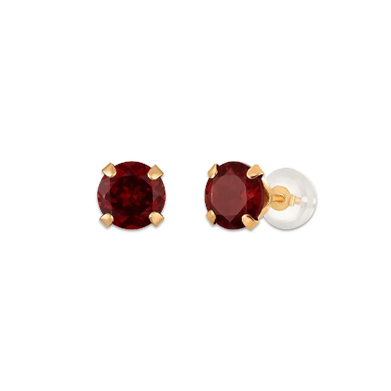 Gill slit earrings-Garnet Birthstone Stud Earrings in 10KT Gold