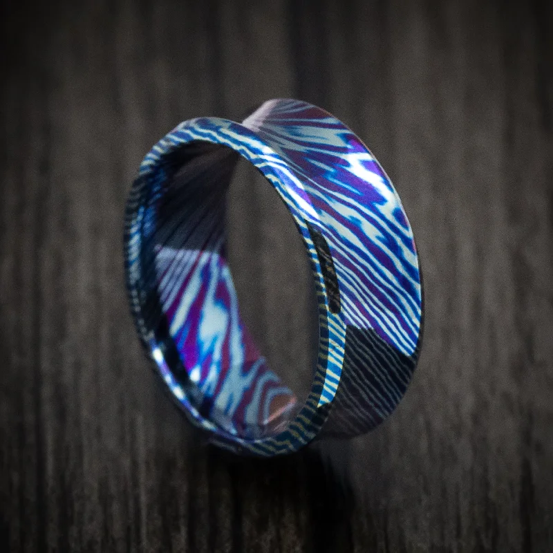 Matte stone ring-Kuro-Ti Twisted Titanium Heat-Treated Men's Ring Custom Made Band