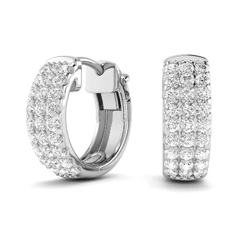 Abstract print earrings-Marquee 1/2 Carat TW Multi-Row Diamond Pave Hoop Earrings in 14K White Gold