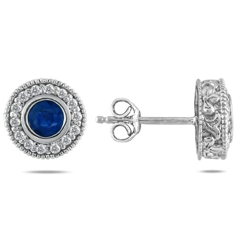 Teardrop design earrings-Marquee 10k White Gold Sapphire and 1/3ct TDW Diamond Earrings (I-J, I1-I2)