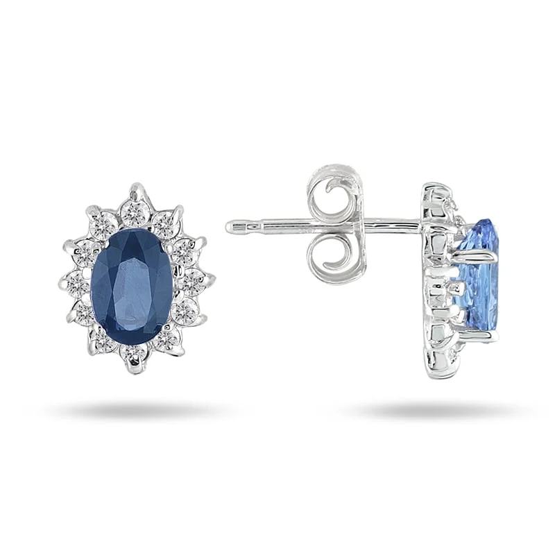 Ash pearl earrings-Marquee 10k White Gold Sapphire and 1/4ct TDW Diamond Earrings (I-J, I1-I2)