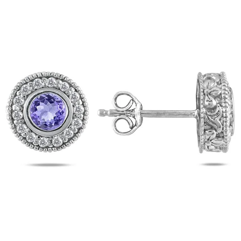 Prairie style earrings-Marquee 10k White Gold Tanzanite and 1/3ct TDW Diamond Earrings (I-J, I1-I2)