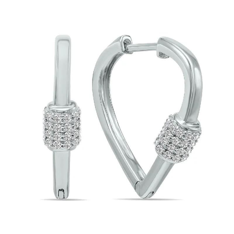 Pointed edge earrings-Marquee 3/8 CTW Heart Shape Lab Grown Diamond Huggies Hoop Earrings in 10K White Gold (F-G Color, VS1- VS2 Clarity)