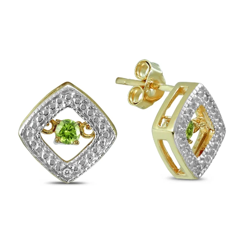 Droplet stone earrings-Marquee Peridot and Diamond Dancer Earrings in .925 Sterling Silver