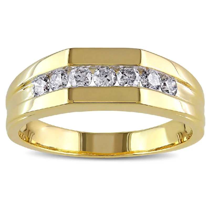 Gothic revival ring-Miadora 10k Yellow Gold 1/2ct TDW Channel-Set Men's Diamond Ring