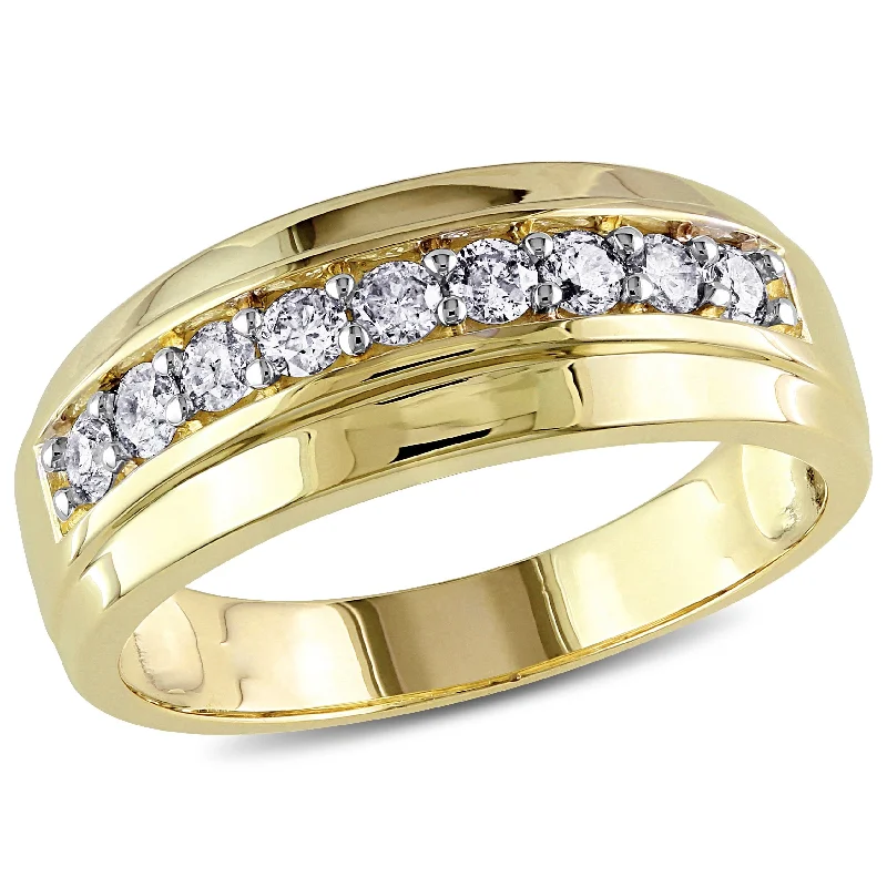 Clan crest ring-Miadora 10k Yellow Gold Men's 1/2ct TDW Diamond Wedding Band