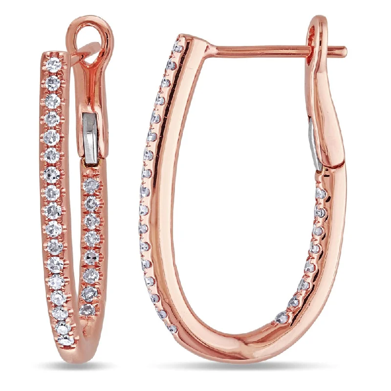 Puzzle code earrings-Miadora 14k Rose Gold 1/4ct TDW Diamond Cuff Earrings