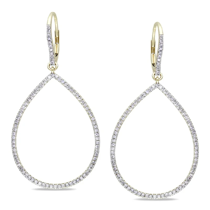 Linked hoop earrings-Miadora Signature Collection 14k Yellow Gold 4/5ct TDW Diamond Teardrop Earrings