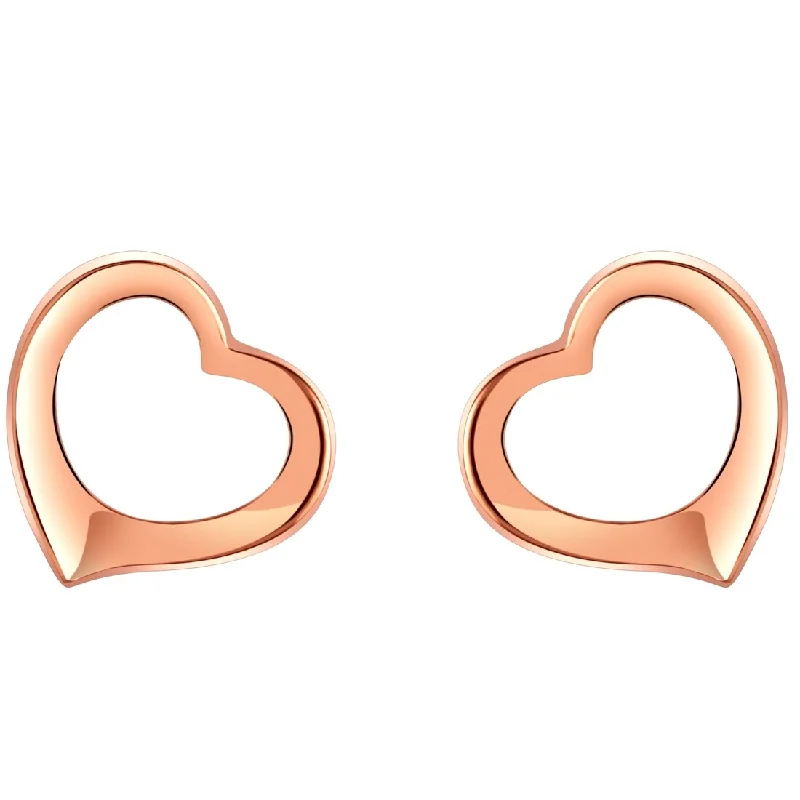 Stellar glow earrings-Rose-Tone Sterling Silver Tilted Heart Earrings