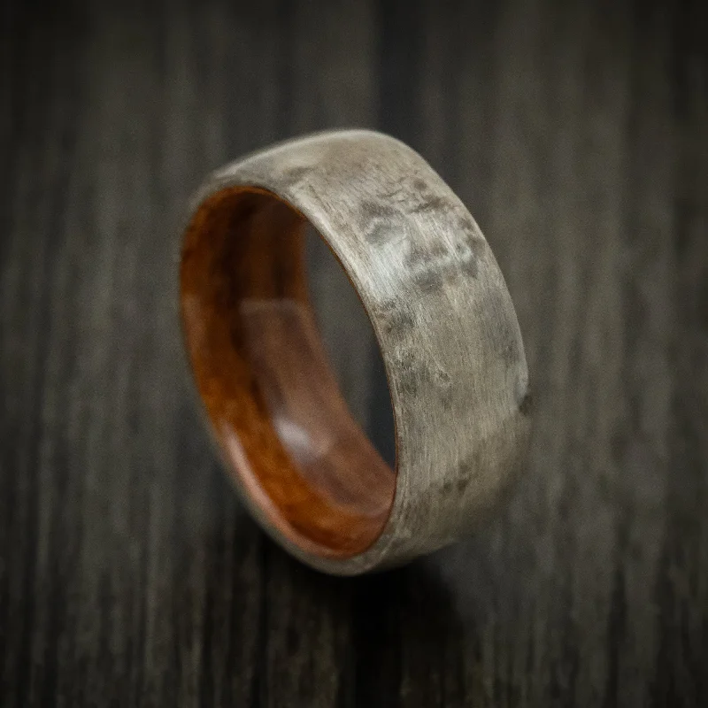 Ogham script ring-Rosewood and Grey Birdseye Maple Wood Men's Ring Handmade Band