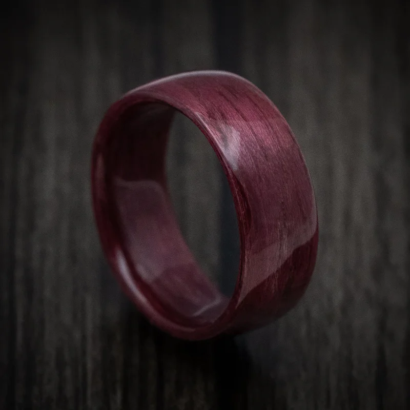 Prairie grass ring-Solid Purple Heart Wood Men's Ring Handmade Band