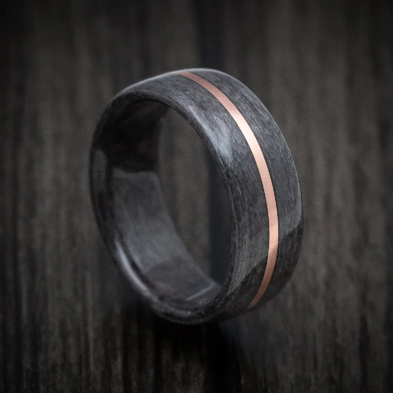 Bud halo ring-Solid Wood Men's Band with Copper Inlay