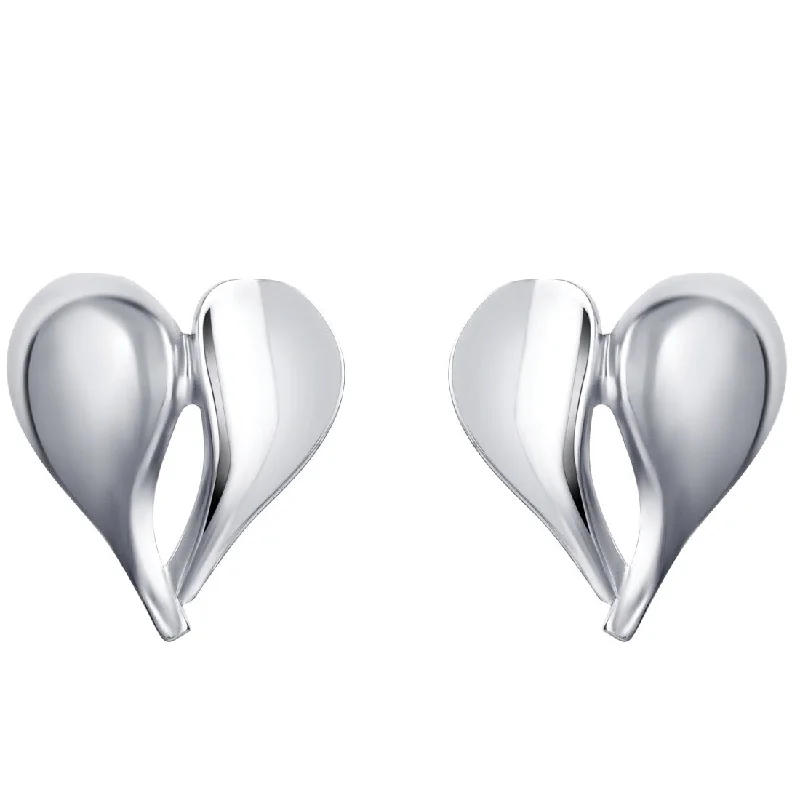 Overlapping scale earrings-Sterling Silver Heart Earrings