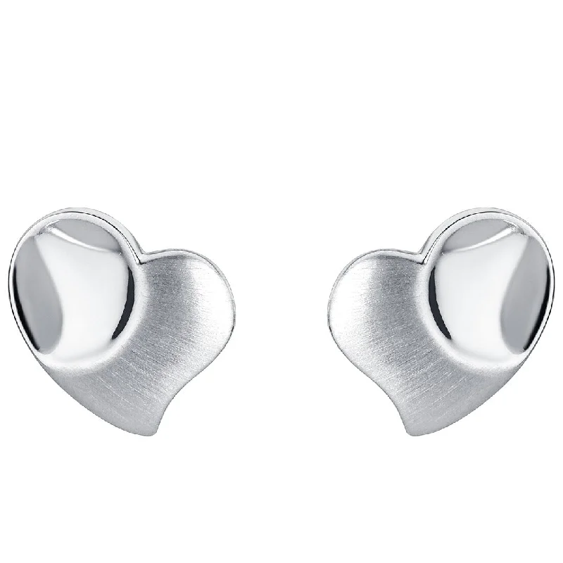 Vaulted stud earrings-Sterling Silver Tilted Heart Earrings