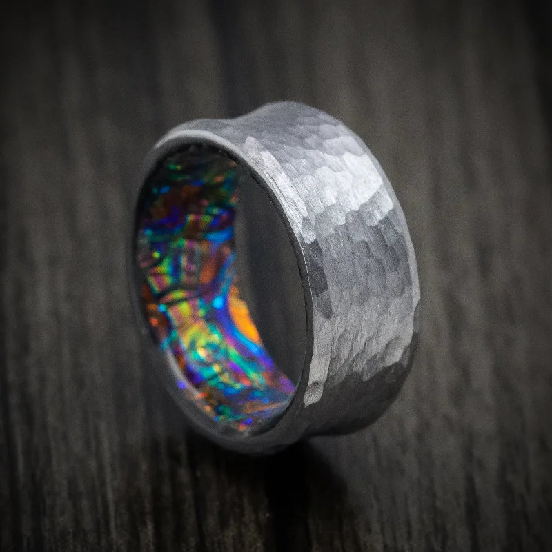 Stellar glow ring-Tantalum and Dichrolam Sleeve Men's Ring Custom Made Band