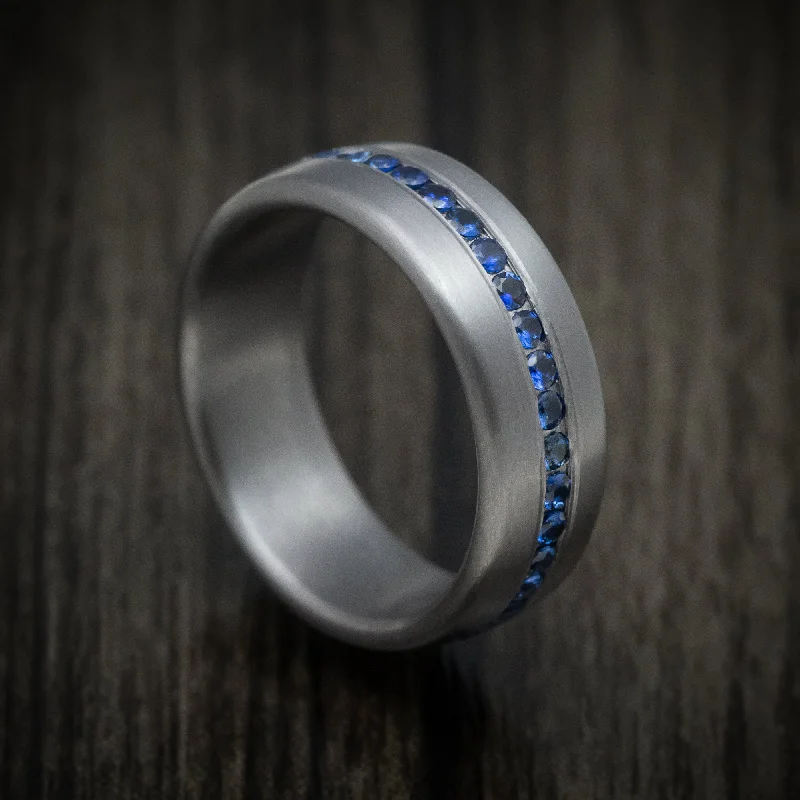 Spiral vine ring-Tantalum Band With Satin Finish And Sapphires Custom Made Men's Ring