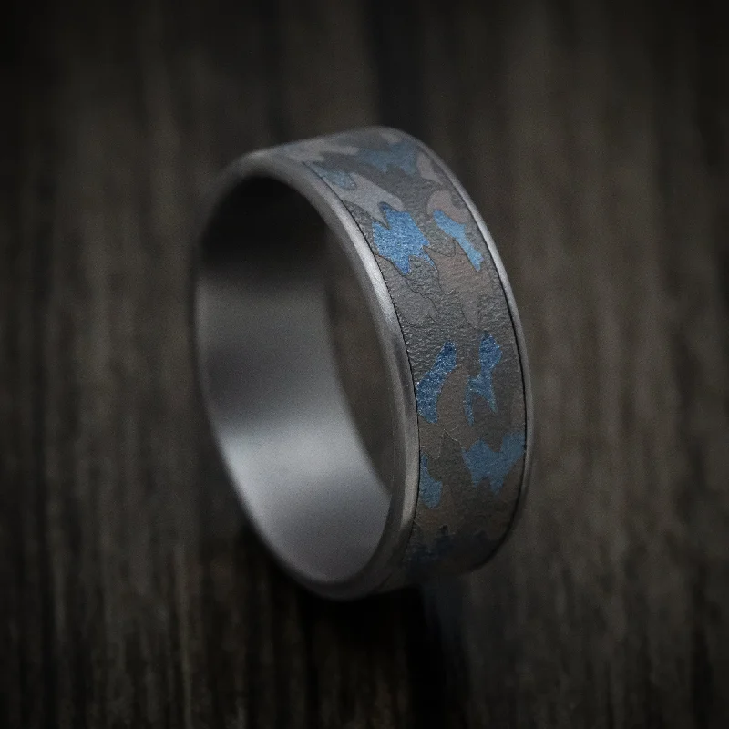 Ragged edge ring-Tantalum Multicolor Camo Men's Ring