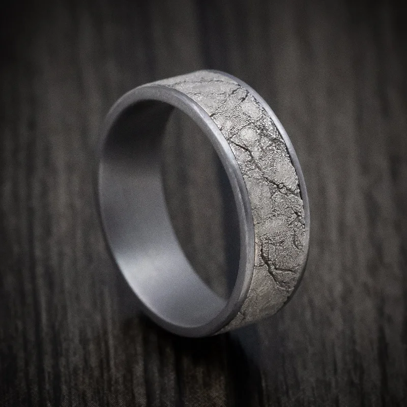 Chestnut husk ring-Tantalum Men's Ring with 14K Gold Marble Texture Inlay