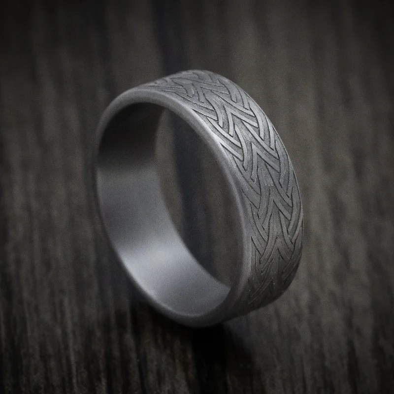 Chalk speck ring-Tantalum Men's Ring with Celtic Arrow Knot Pattern Custom Band