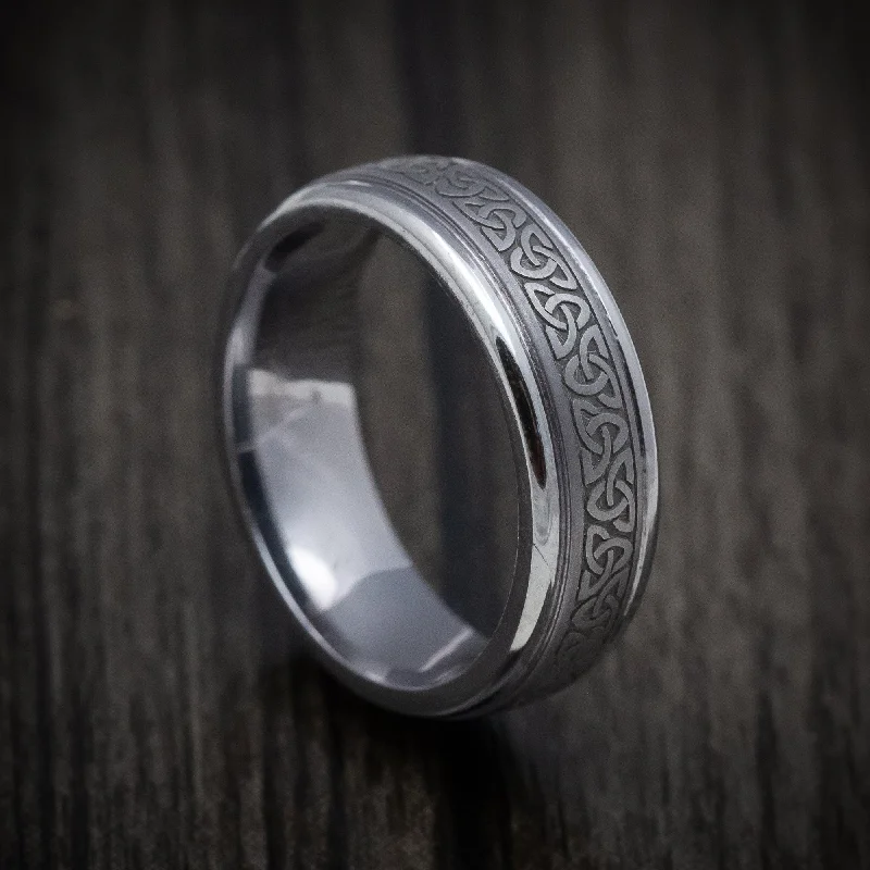 Natural finish ring-Tantalum Men's Ring with Celtic Love Knot Design