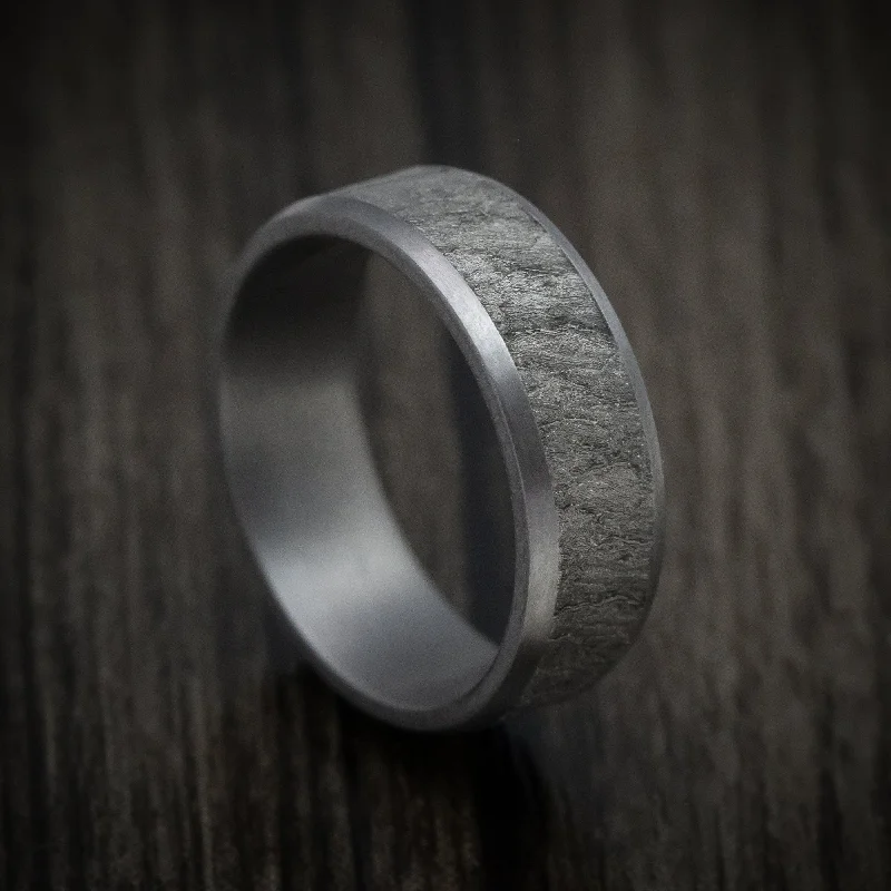 Slotted design ring-Tantalum Men's Ring with Lava Rock Finish Custom Made