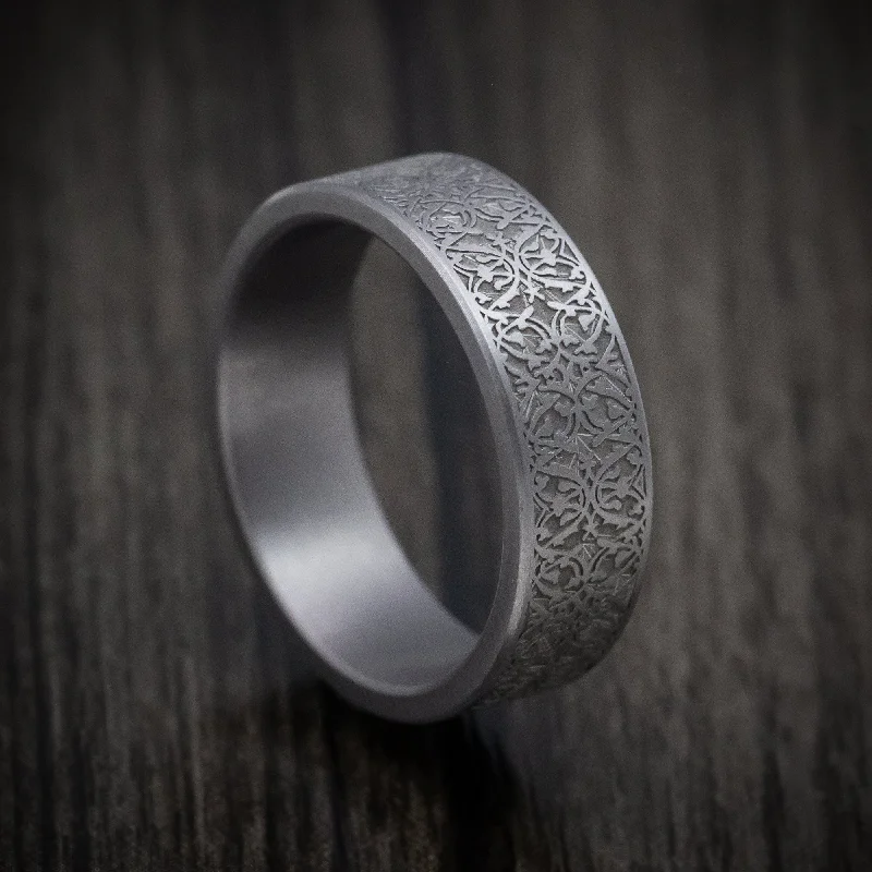 Cavern band ring-Tantalum Men's Ring with Ottoman Style Pattern