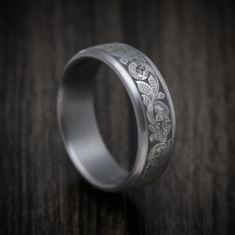 Heritage mine ring-Tantalum Men's Ring with Script Style Pattern