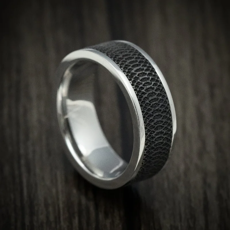 Beech grain ring-Titanium and Black Zirconium Dragon Scale Men's Ring