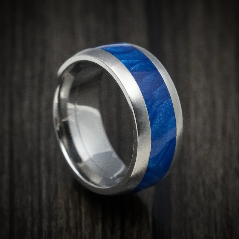 Tiered stone ring-Titanium and Juma Inlay Men's Ring Custom Made Band