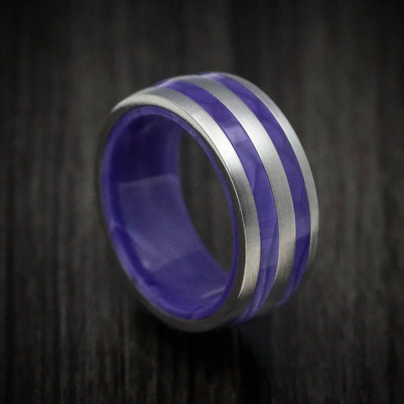 Shaved band ring-Titanium and Juma Sleeve and Inlay Men's Ring Custom Made Band