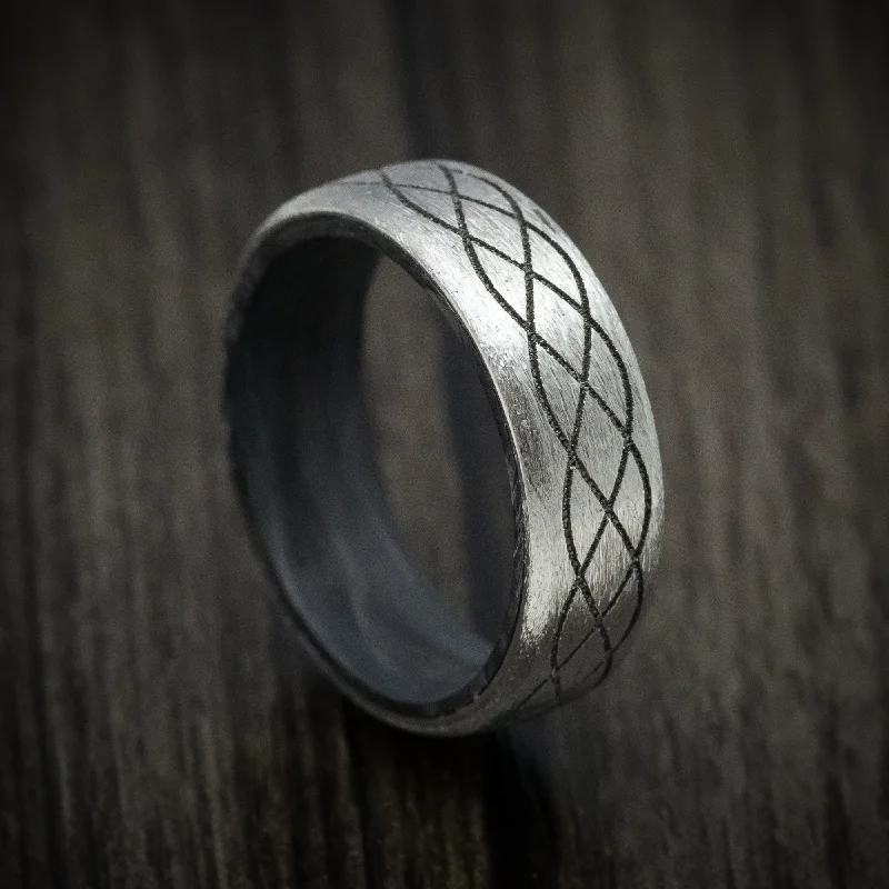 Primrose petal ring-Titanium Celtic Men's Ring with Forged Carbon Fiber Sleeve