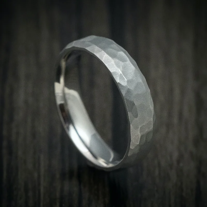 Vintage style ring-Titanium Hammered Men's Ring Custom Made Band