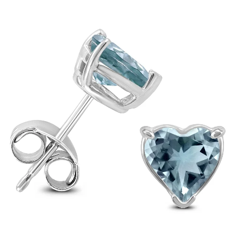 Stellar glow earrings-Marquee 14K White Gold 5MM Heart Aquamarine Earrings