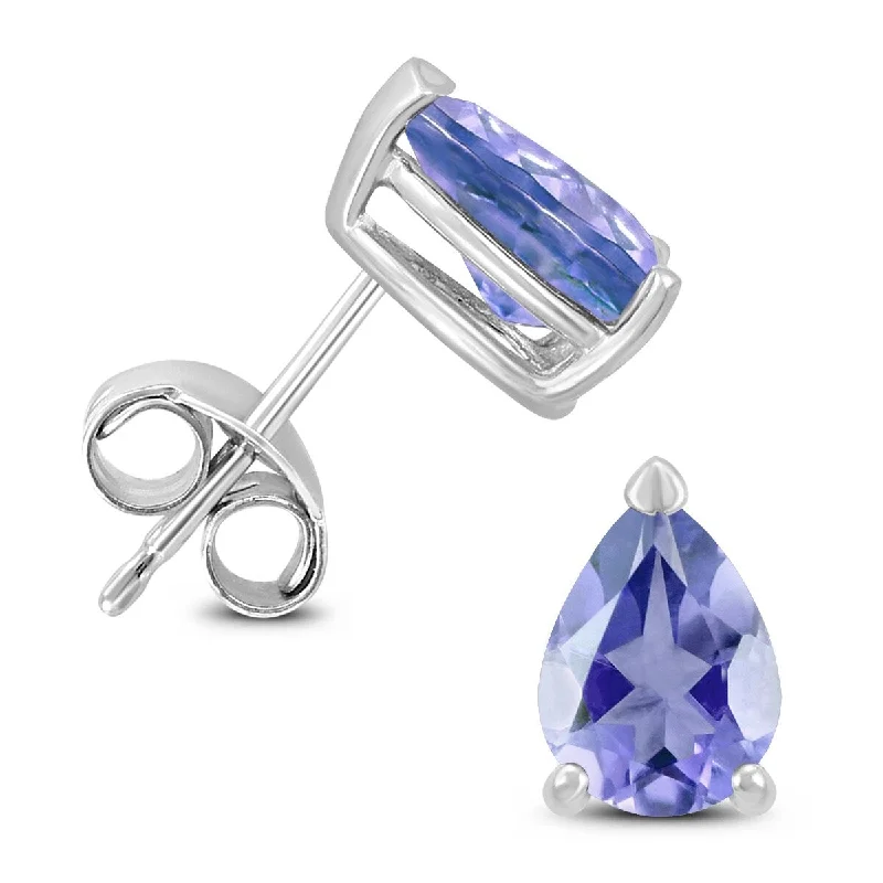 Puzzle code earrings-Marquee 14K White Gold 6x4MM Pear Tanzanite Earrings