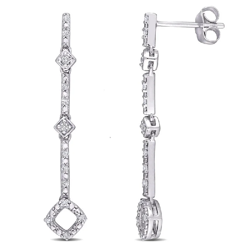 Radial star drop earrings-Miadora 10k White Gold 1/6ct TDW Diamond Linear Drop Earrings - N/A