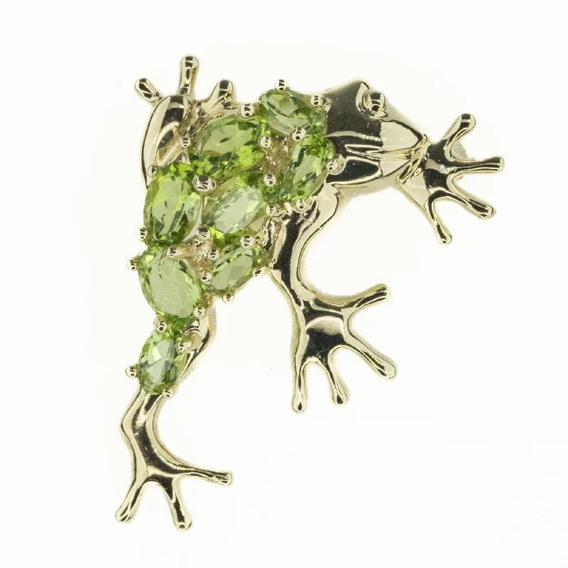 4.88ctw Peridot Frog Brooch in 10K Yellow Gold